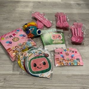 Cocomelon pink birthday supplies